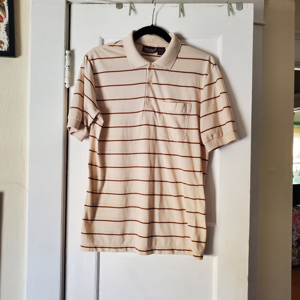 Trent Men's Cream Striped Polo Shirt
